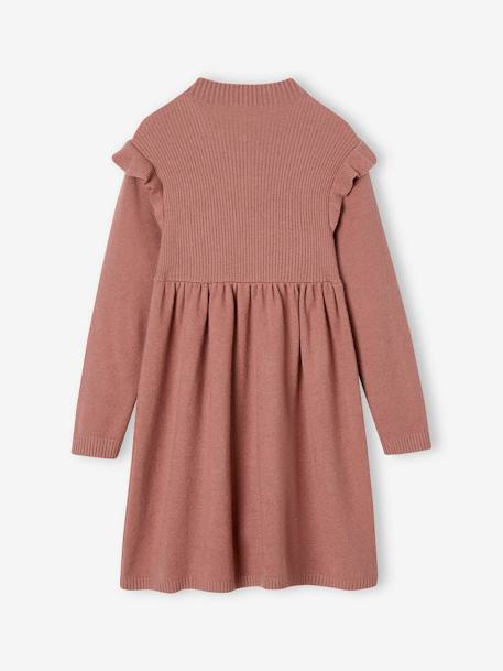 Vestido com folhos, em malha, para menina pau-rosa+rosado 