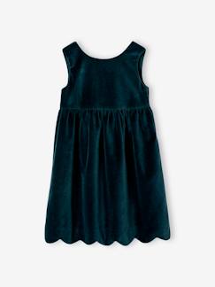 -Vestido de cerimónia em veludo, com laço atrás, para menina