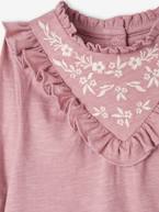 Camisola bordada com folho, para bebé lilás 