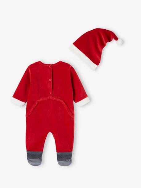 Pijama Pai Natal, em veludo, para bebé vermelho 