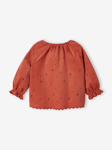 Blusa em bombazina fina, estampado geométrico, para bebé tomate 