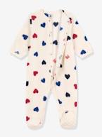 Pijama-macacão de bebé, em polar, da Petit Bateau bege estampado 