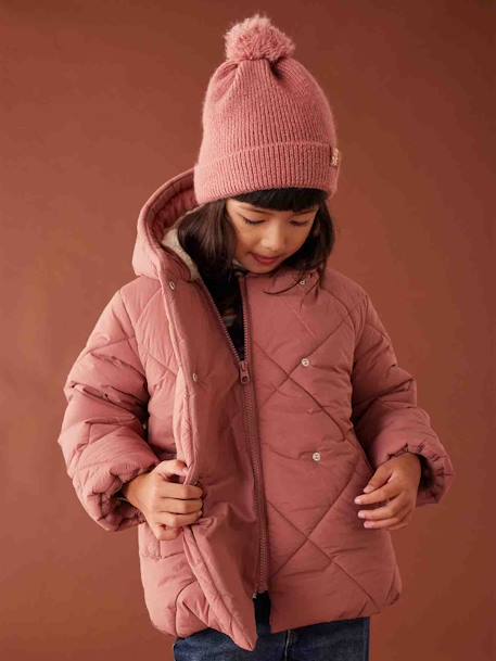 Blusão com capuz, forro em sherpa, para menina rosa-blush 