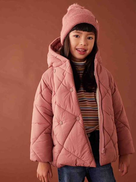 Blusão com capuz, forro em sherpa, para menina rosa-blush 
