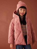 Blusão com capuz, forro em sherpa, para menina marinho+rosa-blush 