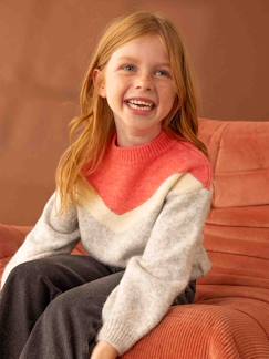 Menina 2-14 anos-Camisolas, casacos de malha, sweats-Camisola efeito colorblock, para menina