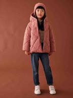 Blusão com capuz, forro em sherpa, para menina marinho+rosa-blush 