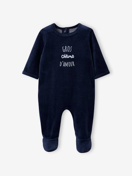 Lote de 2 pijamas em veludo, para bebé azul-noite 