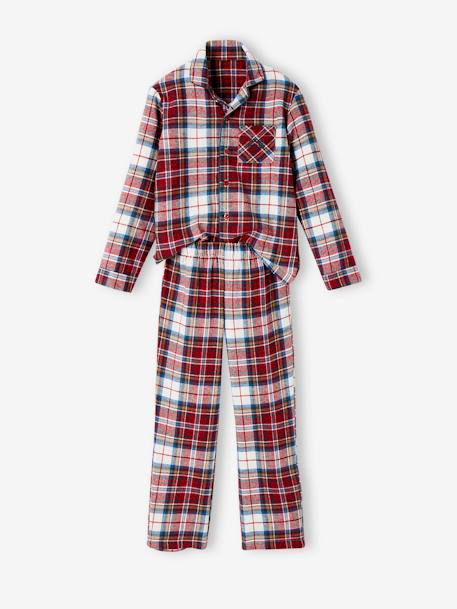 Pijama em flanela, para criança, coleção cápsula 'Happy Family' quadrados vermelho 