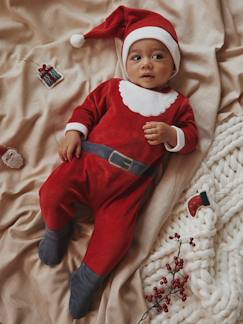 -Pijama Pai Natal, em veludo, para bebé
