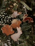 Lote de 6 decorações planas de Natal, em madeira, Broceliande caramelo 