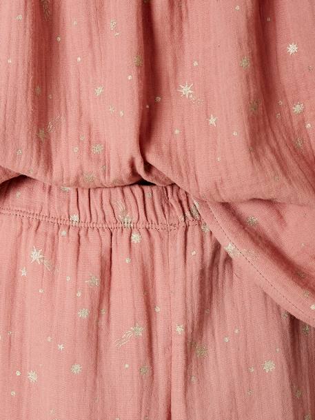 Pijama de Natal, em gaze de algodão, para menina rosa-blush 