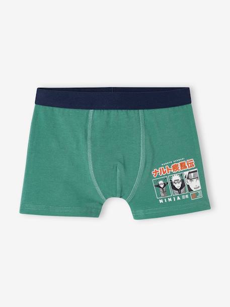 Lote de 3 boxers Naruto Uzumaki®, para criança verde-menta 