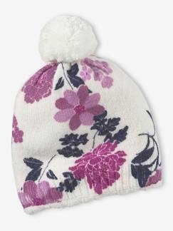 Menina 2-14 anos-Acessórios-Gorros, cachecóis, luvas-Gorro de menina em malha fina, estampada às flores