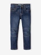 Jeans direitos Morfológicos e indestrutíveis, para menino, medida das ancas Larga AZUL ESCURO LISO 