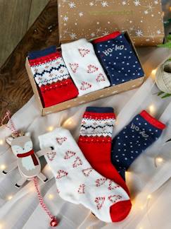 -Conjunto de Natal Santa Socks, lote de 3 pares de meias, para menina