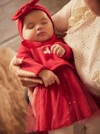 Conjunto de Natal, vestido, fita de cabelo e collants, para bebé vermelho 