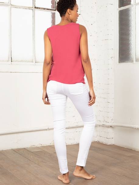 Calças chino com faixa, para grávida, em algodão Bio, Neo Seamless da ENVIE DE FRAISE branco+multicolor 