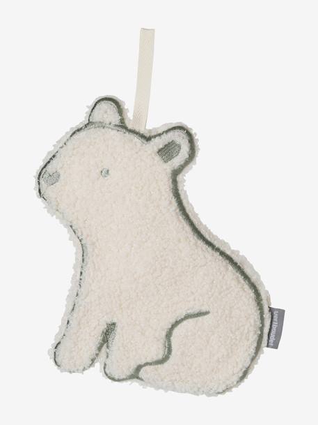 Porta-chupetas boneco-doudou, Urso polar, em sherpa cru 