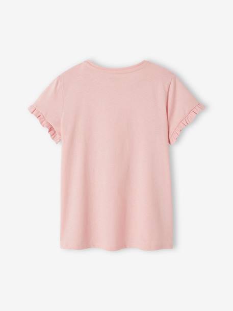 T-shirt com bicicleta, para menina BRANCO MEDIO LISO COM MOTIVO+cru+rosado+rosa-pálido+verde-água 