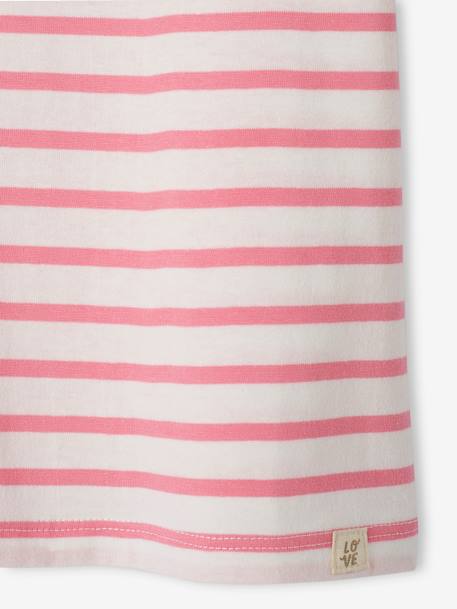T-shirt estilo marinheiro, mangas curtas, para menina ganga brut+riscas rosa 