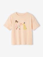 T-shirt com motivo pop, mangas curtas com dobra, para menina alperce+amarelo-pálido 