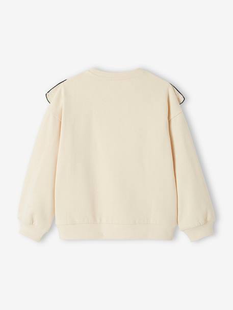 Sweat com folho em bordado inglês, para menina baunilha+coral 