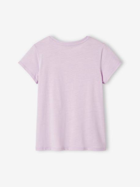 T-shirt de desporto com riscas irisadas, para menina BRANCO CLARO LISO COM MOTIVO+cinza mesclado+lilás+rosado 