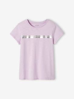 Menina 2-14 anos-T-shirts-T-shirt de desporto com riscas irisadas, para menina