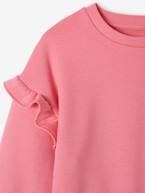 Sweat bimatéria com folhos, para menina amarelo-pastel+rosa-bombom 