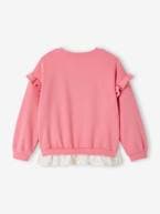 Sweat bimatéria com folhos, para menina amarelo-pastel+rosa-bombom 