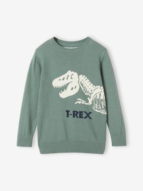 Camisola lúdica dinossauro, para menino verde-salva 