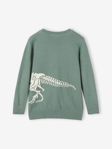 Camisola lúdica dinossauro, para menino verde-salva 