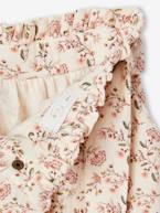Calças curtas e largas estilo paperbag, em gaze de algodão, para menina cru+rosa-velho+verde-salva 