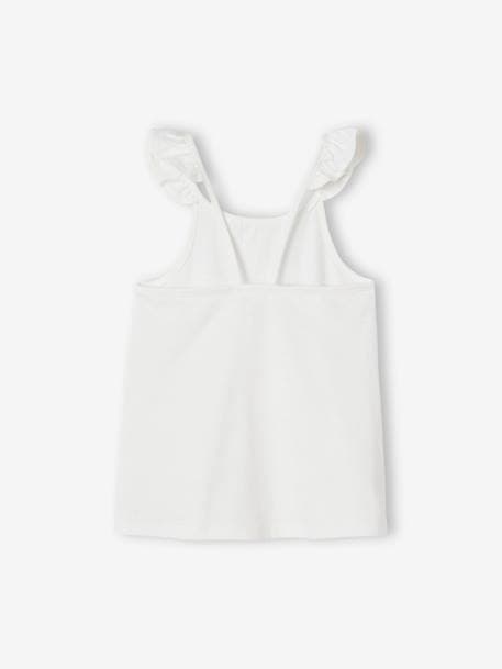 Top Basics, folho nas alças, para menina coral+cru 