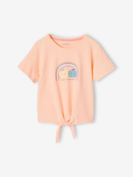 Pijama arco-íris, para menina pêssego 