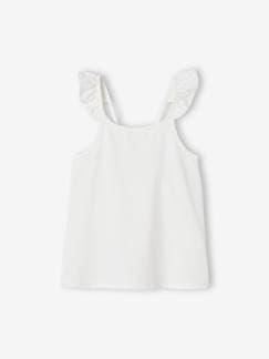 Menina 2-14 anos-T-shirts-Top Basics, folho nas alças, para menina