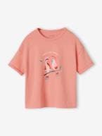 T-shirt com motivo, em malha com relevo, para menina amarelo-pastel+coral 