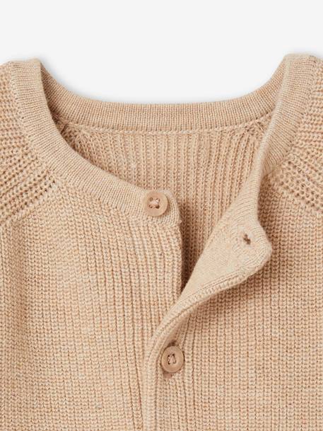 Conjunto de 3 peças em tricot: casaco, calças e sapatinhos, para recém-nascido bege mesclado 