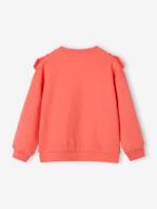 Sweat com folho em bordado inglês, para menina baunilha+coral 