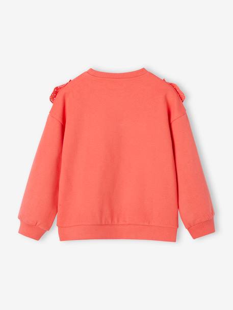 Sweat com folho em bordado inglês, para menina baunilha+coral 