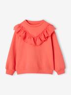 Sweat com folho em bordado inglês, para menina baunilha+coral 