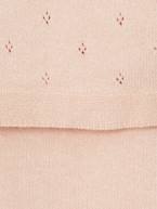 Conjunto em tricot, camisola com folho na gola e calças, para bebé rosa-nude 
