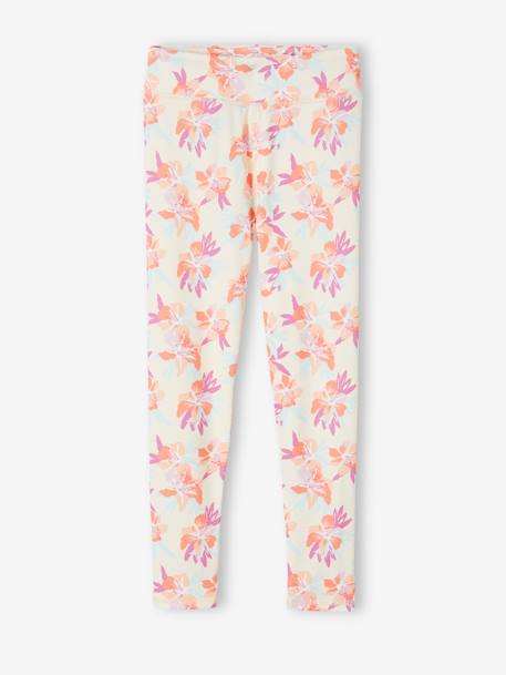 Leggings de desporto, em matéria técnica, estampado com flores exóticas, para menina multicolor 