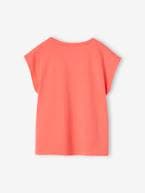 T-shirt lisa Basics, mangas curtas, para menina coral+tangerina 