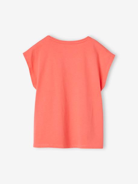 T-shirt lisa Basics, mangas curtas, para menina coral+cru 