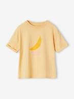 T-shirt com motivo pop, mangas curtas com dobra, para menina alperce+amarelo-pálido 