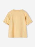 T-shirt com motivo pop, mangas curtas com dobra, para menina alperce+amarelo-pálido 