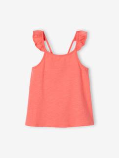 Menina 2-14 anos-T-shirts-Top Basics, folho nas alças, para menina