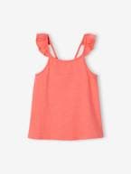 Top Basics, folho nas alças, para menina coral+cru 